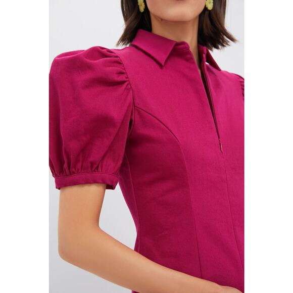 HYACINTH HOUSE Raspberry Front Zip Denim Mini Dress Size M NWT - Picture 6 of 8